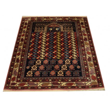 Ręcznie tkany antyczny nowy dywan afgański ekskluzywny gęsto tkany 130x145cm wełna ok 1950r. modlitewnik