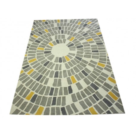 Nowoczesny wełniany dywan z Idnii ręcznie tkany 180x270cm piękny wzór beż/szary