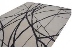 Beżowy dywan z szarym akcentem abstrakcyjnym 100% wełna  250x300cm Indie
