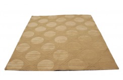 Żółty nowoczesny dywan wełniany 245x300cm ręcznie tkany z Indii 2cm gruby geometryczny