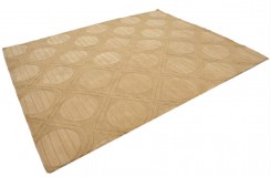 Żółty nowoczesny dywan wełniany 245x300cm ręcznie tkany z Indii 2cm gruby geometryczny