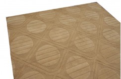 Żółty nowoczesny dywan wełniany 245x300cm ręcznie tkany z Indii 2cm gruby geometryczny