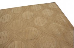 Żółty nowoczesny dywan wełniany 245x300cm ręcznie tkany z Indii 2cm gruby geometryczny