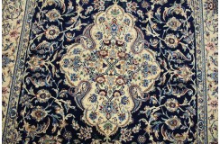 Ręcznie tkany dywan Nain 4la Habibian z Iranu 140x200cm granatowy