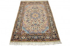 Isfahan - tradycyjne kwiatowe dzieło sztuki z IRANU 100% wełna beżowy oryginalny cenny 112x165cm