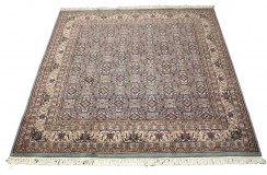 Niebieski piękny dywan Tabriz z Indii ok 200x200cm 100% wełna oryginalny ręcznie tkany perski kwadratowy