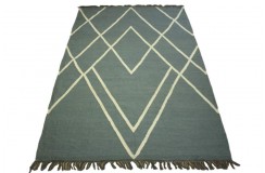 100% wełniany płasko tkany dywan kilim 160x230 szary ręcznie tkany z Indii