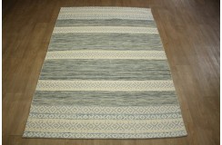 Bawełna i wełna gęsty gruby dywan kilim dwustronny 160x230 niebiesko beżowy ręcznie tkany z Indii