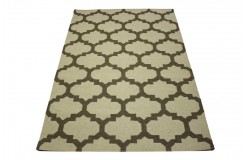 100% wełniany nowoczesny dywan kilim 160x230 beżowy z brązem ręcznie tkany z Indii marokańska koniczyna