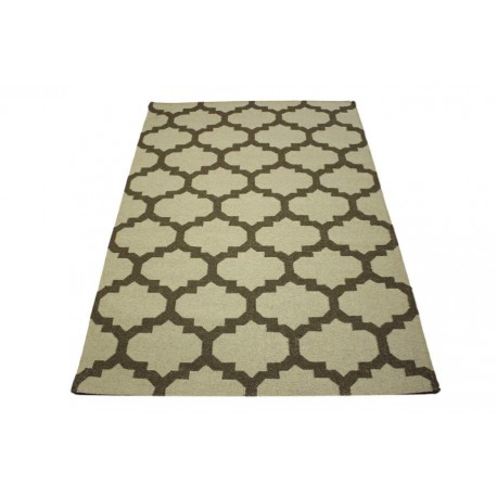 100% wełniany nowoczesny dywan kilim 160x230 beżowy z brązem ręcznie tkany z Indii
