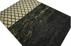 Piękny ręcznie wykonany dywan z rzędów wełny czesankowej gruby masywny kolorowy design 160x230cm Indie