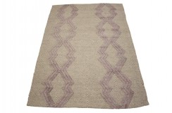 100% wełniany płasko tkany dywan kilim 160x230 fioletowo beżowy z wzorami 3d z Indii