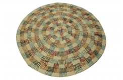Piękny ręcznie wykonany dwupoziomowy dywan z rzędów wełny czesankowej gruby masywny beżowy 160x230cm Indie