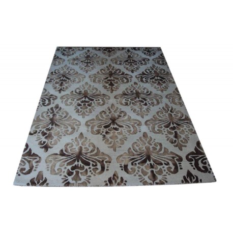 100% wełniany piękny nowoczesny dywan gruby w wzory vintage cieniowane beż brąz 160x240cm