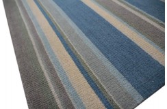 Wełna 100% dywan 160x230 ręcznie tkany w pasy INDIE niebieski