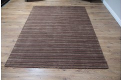 Wełna 100% dywan z Indii 160x230cm ręcznie tkany brązowy w pasy