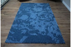 Wełna 100% dywan 160x250cm ręcznie tkany abstrakcyjny INDIE niebieski