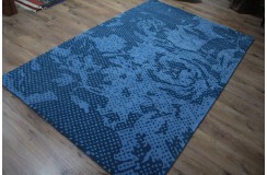 Wełna 100% dywan 160x250cm ręcznie tkany abstrakcyjny INDIE niebieski