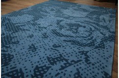 Wełna 100% dywan 160x250cm ręcznie tkany abstrakcyjny INDIE niebieski