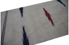 Wełniany ręcznie tkany chodnik afgański beżowy z wzorami dwustronny kilim 60x270cm na ścianę