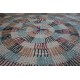 Ręcznie wykonany dywan okrągły rzędy wełny czesankowej gruby beżowy kolorowy 200x200m Indie