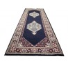 Granatowy elegancki dywan z medalonami herati ok 80x250cm 100% wełna Indie Bidjar