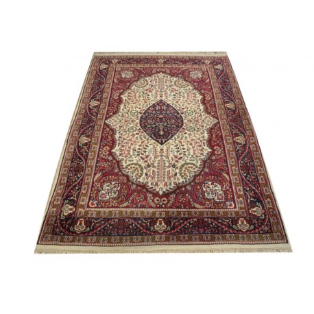 Beżowy klasyczny dywan Tabriz z Indii 200x300cm 100% wełna oryginalny ręcznie tkany perski gruby