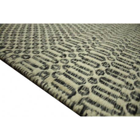Piękny ręcznie wykonany płasko tkany kilim dywan wełniany z Indii 160x230cm biało-szary dwustronny
