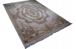 Piękny dywan Aubusson Habei ręcznie tkany z Chin 250x350cm 100% wełna przycinany rzeźbione kwiaty beżowy