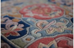 Przepiękny wełniany dywan org. AUBUSSON 100% WEŁNA rzeźbiony