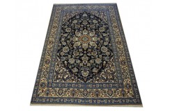 Nain 9lah gęsto ręcznie tkany dywan z Iranu wełna i jedwab 150x230cm granatowy majestatyczny przecena