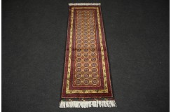 Dywan Afganistan Khuwaje Turkmeński geometryczny Tekke oryginalny 100% wełniany najwyższa jakość 46x143cm chodnik