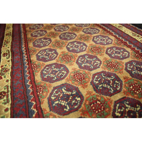 Dywan Afganistan Khuwaje Turkmeński geometryczny Tekke oryginalny 100% wełniany najwyższa jakość 46x143cm chodnik