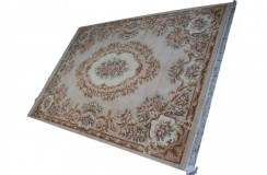 Piękny dywan Aubusson Habei ręcznie tkany z Chin 250x350cm 100% wełna przycinany rzeźbione kwiaty beżowy brązowy