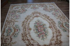 Piękny dywan Aubusson Habei ręcznie tkany z Chin 250x350cm 100% wełna przycinany rzeźbione kwiaty beżowy brązowy