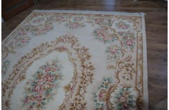 Piękny dywan Aubusson Habei ręcznie tkany z Chin 250x350cm 100% wełna przycinany rzeźbione kwiaty beżowy brązowy