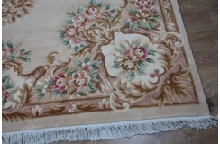 Piękny dywan Aubusson Habei ręcznie tkany z Chin 250x350cm 100% wełna przycinany rzeźbione kwiaty beżowy brązowy