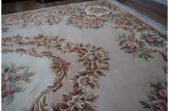 Piękny dywan Aubusson Habei ręcznie tkany z Chin 250x350cm 100% wełna przycinany rzeźbione kwiaty beżowy brązowy