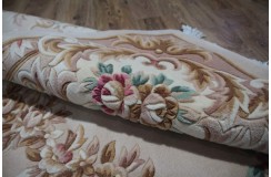 Piękny dywan Aubusson Habei ręcznie tkany z Chin 250x350cm 100% wełna przycinany rzeźbione kwiaty beżowy brązowy
