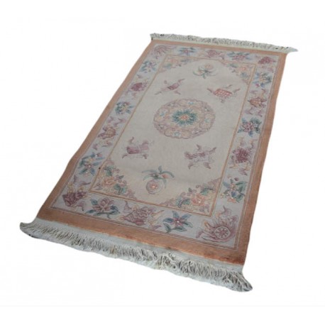 Piękny dywan Aubusson chiski ręcznie tkany 90x160cm 100% wełna rzeźbiony w kwiaty