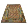 Kaudani wzorzysty dywan kilim z Afganistanu 100% wełna VINTAGE 197x296cm pastelowe kolory