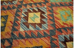 Kaudani wzorzysty dywan kilim z Afganistanu 100% wełna VINTAGE 197x296cm pastelowe kolory