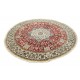 Dywn Nain 6la Habibian okrągły gęsto ręcznie tkany dywan z Iranu wełna + jedwab ok 200x200cm czerwony