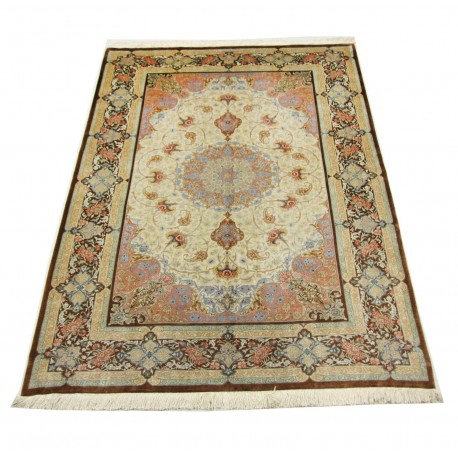 KOM - nowy piękny perski dywan (GHOM) 100% jedwab ręcznie tkany Iran oryginalny 155x240cm 