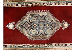 Czerwony ręcznie tkany dywan Bidjar z Indii wełniany 75x245cm