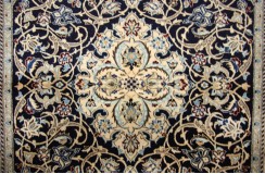 Nain 6la Habibian gęsto ręcznie tkany dywan z Iranu wełna + jedwab ok 100x150cm granatowy majestatyczny 