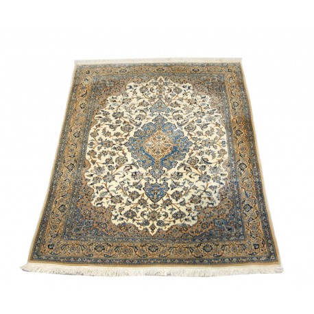 Nain 6la Habibian gęsto ręcznie tkany dywan z Iranu wełna + jedwab ok 127x190cm beżowy majestatyczny 